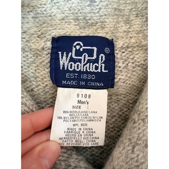 Vintage Woolrich Wool Shawl Collar Reindeer Nordic Sweater Men’s L - Picture 4 of 5